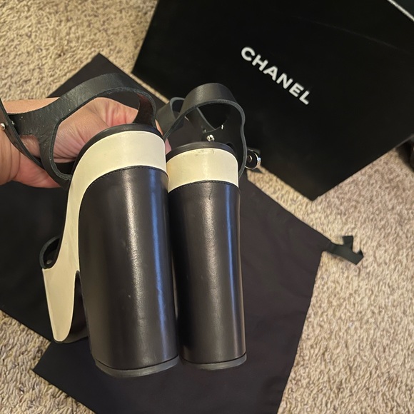 Chanel Ankle Strap Leather Platform 39.5 - Picture 5 of 14